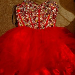 Red jeweled dress